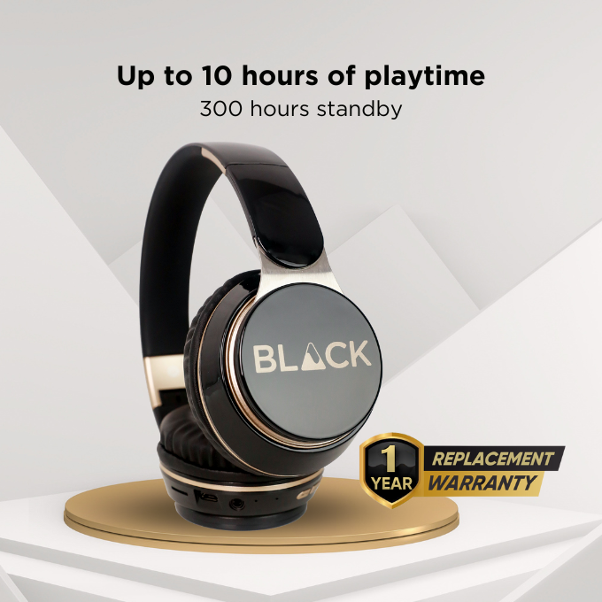 BLACK BassHead 2 Wireless Bluetooth Headphone with mic, Upto 30H Playtime, 1Yr Warranty BLACK BassHead 2 Wireless Bluetooth Headphone with mic, Upto 30H Playtime, 1Yr Warranty